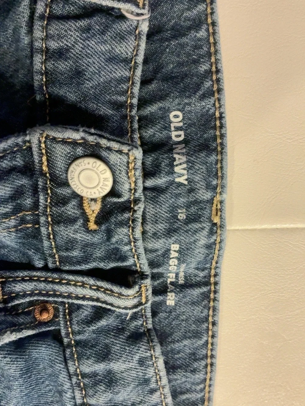 Old Navy Girls Size 16 Baggy- Flare Embroidered Jeans